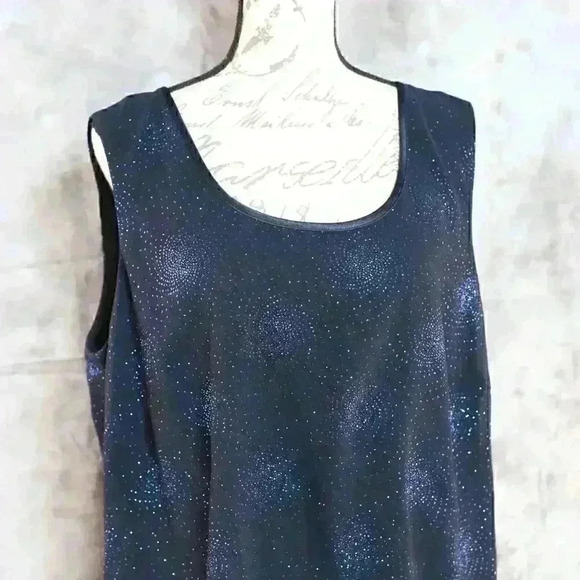 Women's Dana Kay Size 18W navy blue pinwheel/sparkle design camisole - Picture 2 of 11